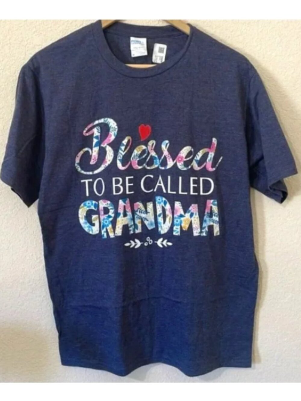 NEW Blessed To Be Called Grandma Shirt Short Sleeve Blue Size Medium